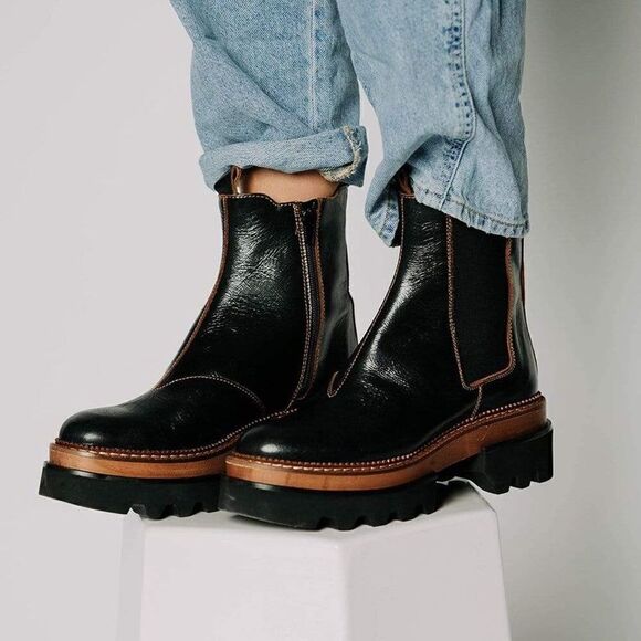 NEW FREE PEOPLE Sz 41 VANCE DOUBLE CHELSEA CLOG BOOTS - Picture 1 of 6